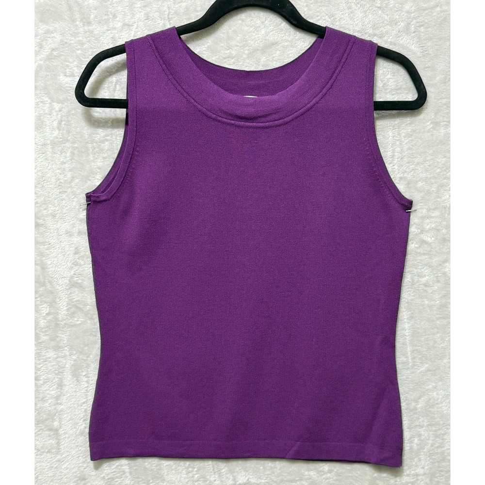 Dressbarn Purple Knit Tank Top‎ Sleeveless Ribbed Stretch Casual Medium